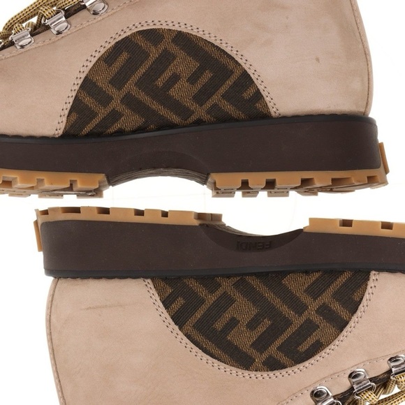 Authentic Fendi Leather Monogram Hiking Boots men size UK5 US6 - Picture 10 of 16